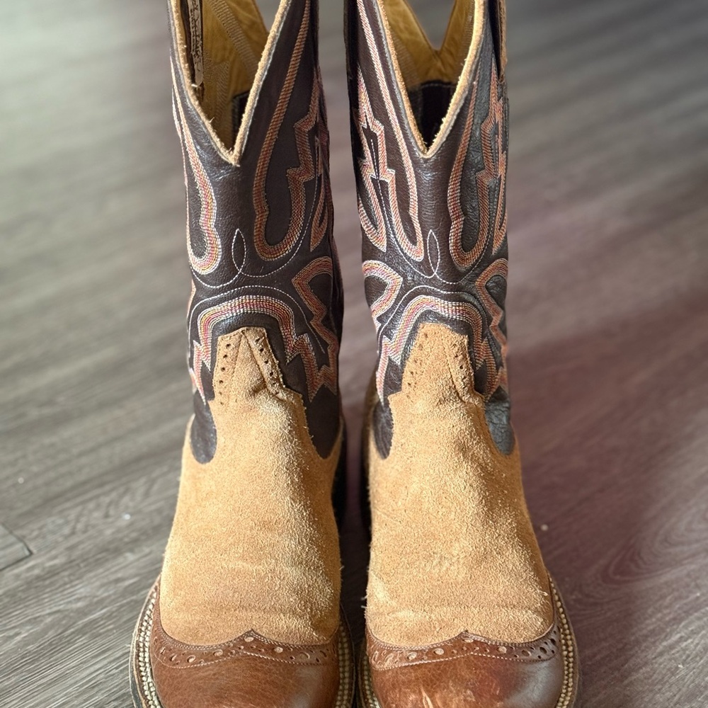 Brown and Tan Heeled Boots